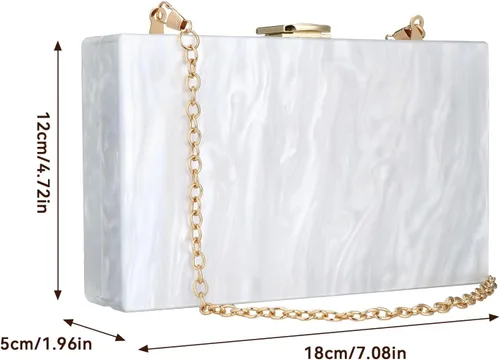 Miniatura 8 de Simcat Bolso de mano de acrílico para mujer, bolso de noche marmoleado elegante, bolso cruzado para dama banquete de boda y uso diario