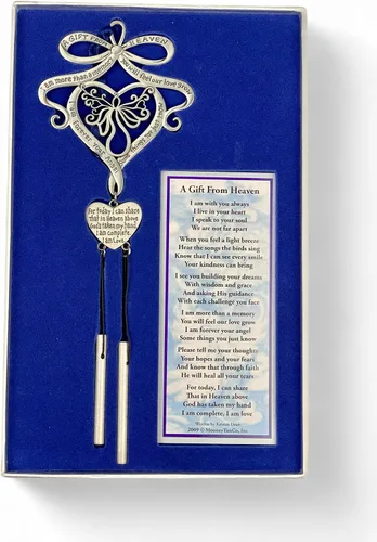 Miniatura 6 de Mooney Tunco, memorial con llamador de ángel "A Gift from Heaven" Engraved Pewter Wind Chime in Gift Box with Poem for Funeral Sympathy Gift or to