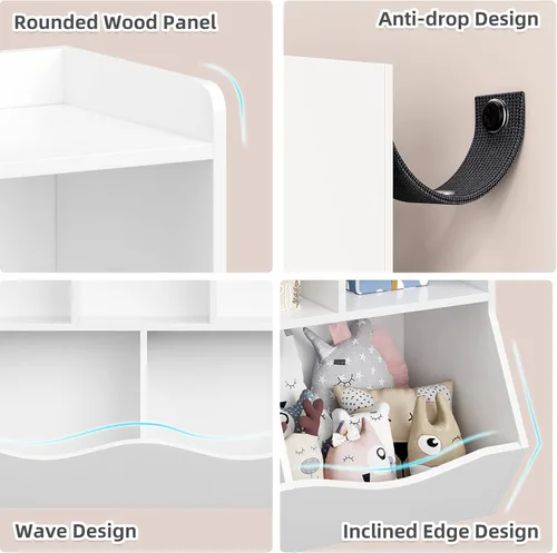 Miniatura 4 de GAOMON Estantería de juguetes y estantería para niños y niñas, estante múltiple con organizador de cubos para almacenamiento de libros y juguetes