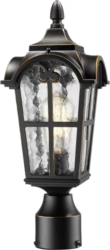 Miniatura 7 de Emliviar Luz de poste moderna para exteriores, lámpara exterior de 17 pulgadas, aluminio con vidrio de agua, acabado blanco, WE215P WH Blanco - Vaso