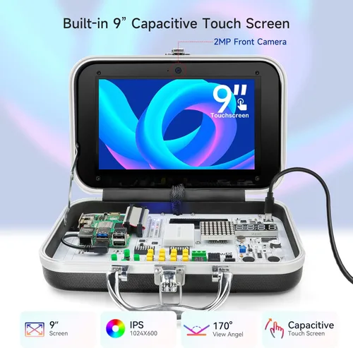 Miniatura 4 de ELECROW para Raspberry Pi 5 Kit de 8GB, con Raspberry Pi 5 Computadora de Circuito Único de 8GB, Kit de Caja Crowpi Pi 5 con Pantalla de 9 Pulgadas