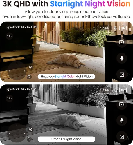 Miniatura 3 de Hugolog Cámaras de seguridad 3K 5MP para interiores y exteriores para seguridad del hogar, cámara para el hogar con visión nocturna a