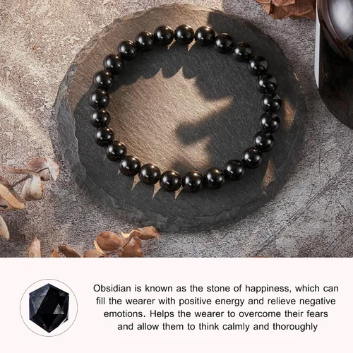 Miniatura 3 de Seyaa Pulsera de yoga para aliviar el estrés y la ansiedad, piedra de cristal natural, regalos curativos para mujeres, hombres y adolescentes