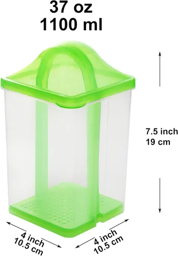 Miniatura 2 de Youngever Paquete de 2 recipientes para pepinillos con colador, soporte de plástico para pepinillos con colador, conservador de pepinillos con tapa