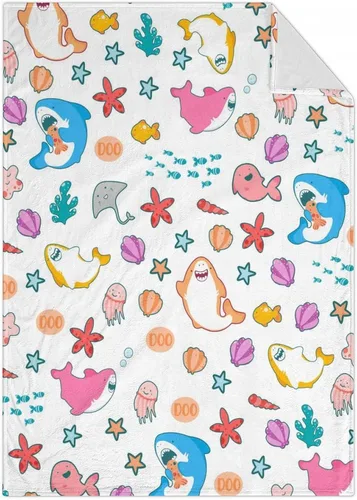 Manta de tiburón para niñas, tamaño de regazo de 30 x 40 pulgadas, manta de felpa suave y peluda para regalo, manta blanca bonita para cama, sofá