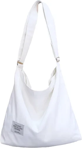 Miniatura 169 de Covelin - Bolsa de hombro informal de lona para mujer, estilo bohemio y retro, bolsa de mano, bolso cruzado, tamaño grande