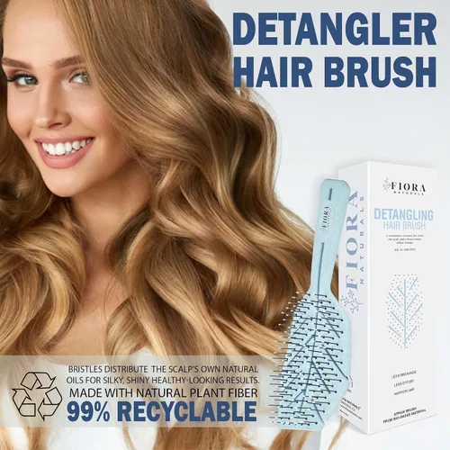 Miniatura 6 de Fiora Naturals Cepillo desenredante para el cabello para mujer, cepillo desenredante con cerdas suaves flexibles, se desliza suavemente a través