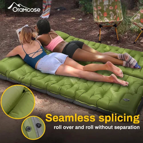 Miniatura 6 de Almohadilla de dormir para camping, extra gruesa de 6 pulgadas, inflable, con almohada, bomba de pie incorporada, almohadilla para dormir para Verde