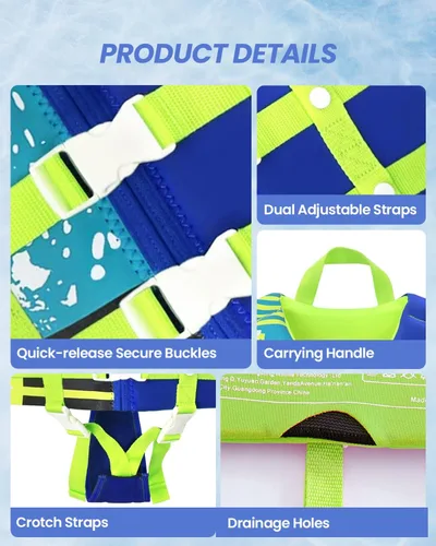 Miniatura 3 de Gogokids Chaleco de natación para niños pequeños, chaleco de natación de alta calidad para niños de 30-40-50-60-70-80 libras, flotadores para niños