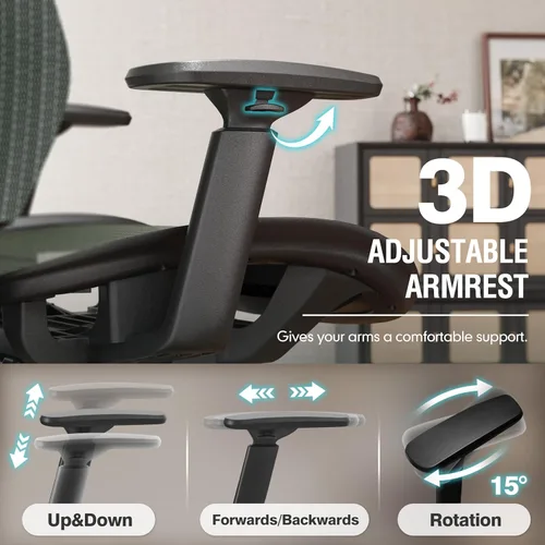 Miniatura 5 de ELABEST T96 - Silla de oficina de malla, silla ergonómica para escritorio y computadora, silla de tarea resistente - Soporte lumbar y reposabrazos