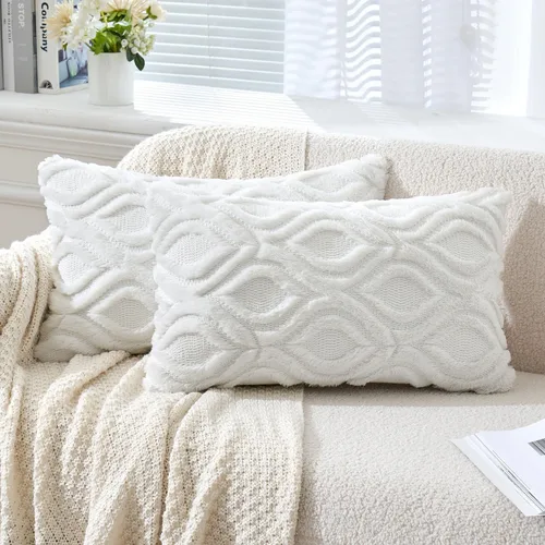 Miniatura 45 de MIULEE - Juego de 2 fundas de almohada de lana sintética suave y afelpada, fundas decorativas de estilo bohemio para sofá, sala de estar, cama, 18 x
