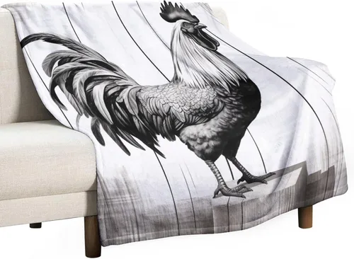 Miniatura 32 de Manta de microfibra suave y acogedora con diseño de gallo rústico en blanco y negro, suave y acogedora manta de microfibra para sofá, cama, oficina