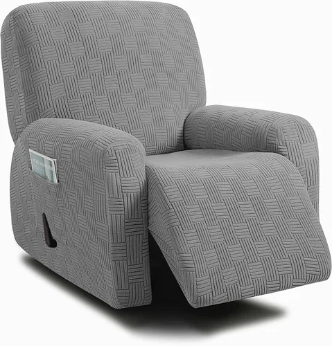 Miniatura 14 de ULTICOR - Juego de 8 fundas para sofá reclinable de jacquard, fundas para sofá reclinable elásticas para 3 cojines, gruesas, suaves, lavables Gris