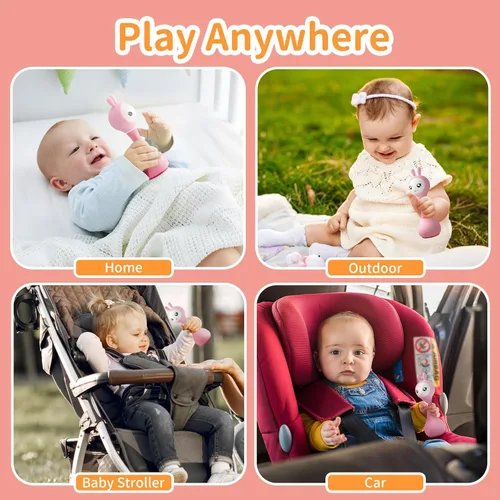 Miniatura 8 de Alilo Smarty Bunny - Sonajero inteligente para bebé con luz musical, juguetes para bebés recién nacidos de 0-3-6-12-18-24 meses, regalos para niños
