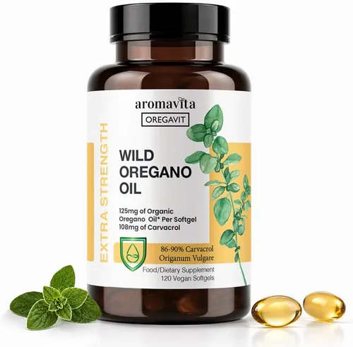Miniatura 7 de Cápsulas blandas de aceite de orégano silvestre – 86–90% Carvacrol, cápsulas de aceite de orégano, apoyo inmunológico e intestinal* Fácil uso