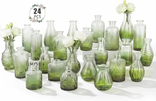 Miniatura 14 de Paquete de 12 jarrones de flores azules BEAHOT para decoración de boda, jarrón de cristal para decoración de mesa, jarrón pequeño para el hogar, día