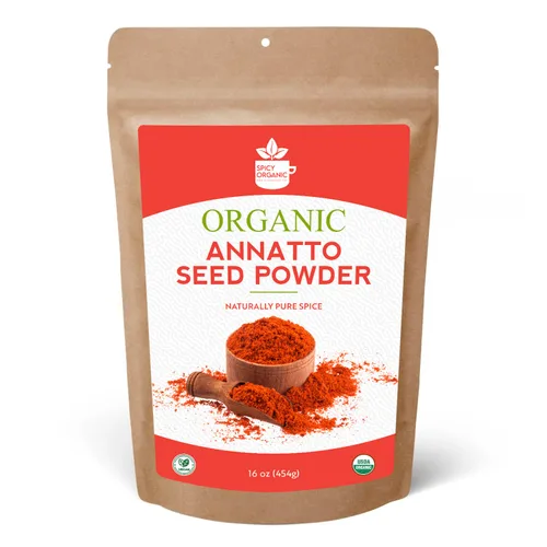 SPICY ORGANIC Annatto Powder 8 oz. – Certificado USDA Orgánico – Especia de semillas de achiote molido para condimentar y cocinar