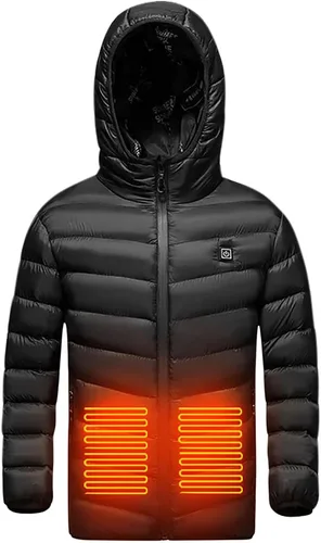 Miniatura 2 de Chaqueta térmica con capucha para niños y niñas, con capucha, carga USB, impermeable, resistente al viento, chaleco térmico
