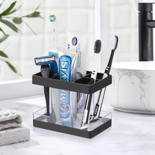 Miniatura 2 de Portacepillos de dientes para baño, organizador de encimera, juego de soportes eléctricos para cepillos de dientes, 5 ranuras para cepillos