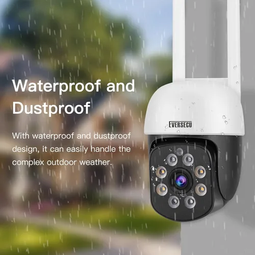 Miniatura 5 de EVERSECU Cámara de seguridad PTZ WiFi para exteriores de 2K 3.0MP, WiFi de 2.4G, seguimiento automático, audio de 2 vías, visión nocturna puntual