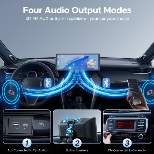 Miniatura 5 de Topexplore Pantalla Carplay de 9.26 pulgadas para automóvil con cámara de tablero de 2.5K y cámara de respaldo de 1080P, pantalla portátil