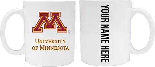 Collegiate - Taza de cerámica personalizada de Minnesota Gophers de 8 onzas con tu nombre en la parte posterior (blanco) Producto universitario con
