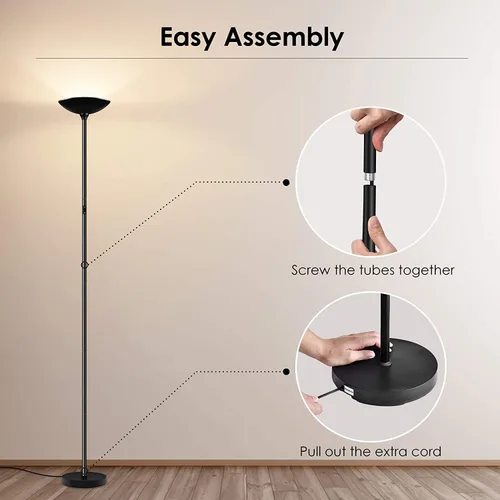 Miniatura 8 de Lámpara de pie BoostArea/Lámpara de pie, lámpara LED Torchiere de 20 W y 2000 lm, regulación sin saltos, control táctil, 3000 K luz diurna, vida