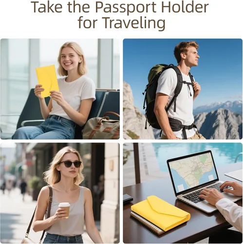 Miniatura 43 de Zoppen - Billetera de viaje con bloqueo RFID multiusos (Ver.4) Portatarjetas de pasaporte y vacunas, organizador de documentos de tres pliegues