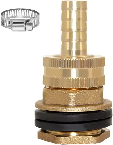 Joywayus Conector de tanque de agua macho de latón de 1/2 pulgada NPT hembra x 3/4 pulgadas GHT + lengüeta de 3/4 pulgadas x 3/4 pulgadas GHT hembra