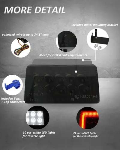 Miniatura 2 de Bestview Kits de Montaje de Luces Antiniebla Traseras LED 3 en 1 Compatibles con Subaru WRX STI Impreza XV Crosstrek 2011-2021, Funcionan como Luces
