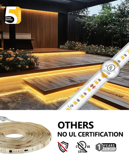 Miniatura 5 de EMITEVER Tira de luces LED para exteriores, impermeable, 16.4 pies, 2700 K, blanco cálido, 24 V, cinta LED de silicona regulable, iluminación IP67
