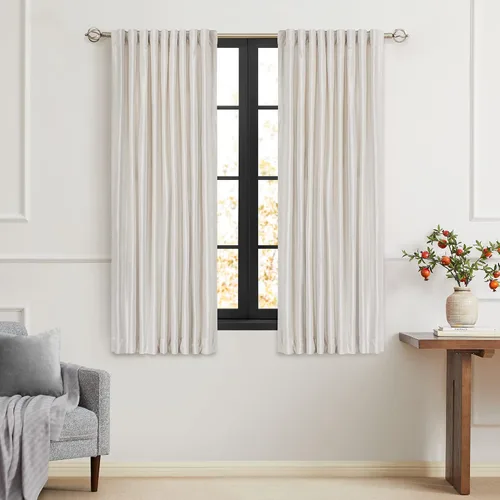 Miniatura 50 de PRIMROSE Cortinas de terciopelo champán de 63 pulgadas de largo para sala de estar, juego de 2 paneles opacos, bolsillo para barra, pestaña trasera
