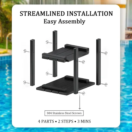 Miniatura 7 de OTSUN - Mesa auxiliar de exterior resistente a la intemperie, mesas pequeñas de patio de 2 niveles para exterior o interior, mesa pequeña