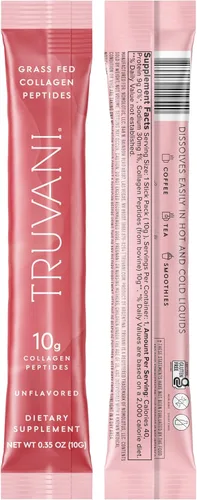 Truvani - Péptidos hidrolizados de colágeno | Sin sabor | 1 porción | 20g de polvo de proteína de colágeno alimentado con pasto | Promueve la salud