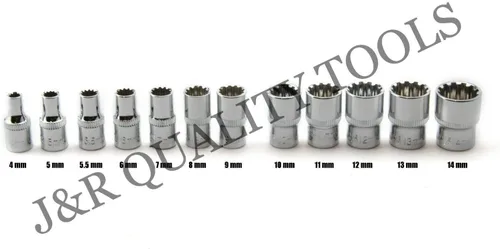 Miniatura 2 de VCT 12 PC 1/4 "Drive Universal Spline Socket Set métrico Socket Tool Set Socket Set Socket Set Spline Tool