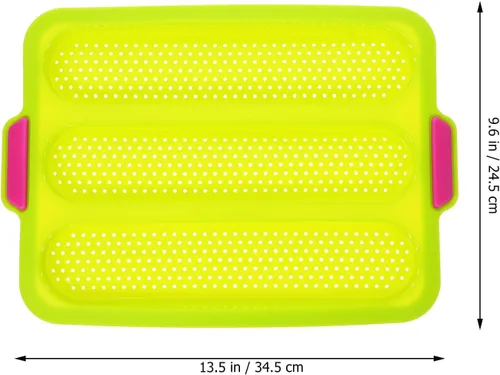 Miniatura 4 de Hemoton Sartén de silicona para baguette, sartén antiadherente para hornear pan francés, verde, 13.6x9.6x0.8 in