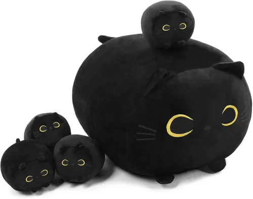 Miniatura 7 de TOYSYM - Almohada de foca gordita de peluche linda con 4 peluches bebés en su barriga, juguete de animales de algodón suave para regalos para niños