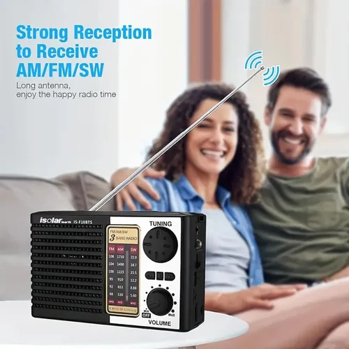 Miniatura 3 de Radio solar portátil, bandas AM/FM/SW, altavoz digital con fuerte recepción, luces LED, carga USB, batería desmontable para acampar y montañismo al