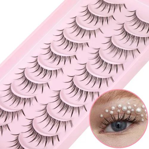 Geeneiya - Pestañas postizas individuales de aspecto natural, de visón, paquete de 10 pares de pestañas postizas 3D esponjosas