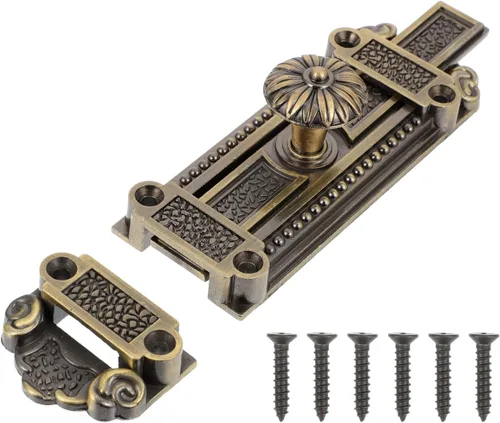 DOITOOL Pestillo decorativo para puerta, de 6 pulgadas, estilo vintage, con tornillos, aleación de zinc antiguo, puerta corredera, cerradura de Azul