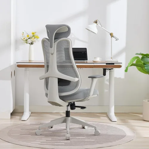 Miniatura 2 de Nouhaus Fluido - Silla de oficina ergonómica, silla de computadora de malla con respaldo alto y soporte lumbar ajustable en altura, respaldo y Gris