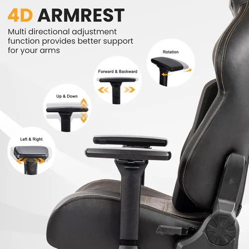 Miniatura 3 de Silla de juegos grande y alta de 440 libras, silla de juegos con base de metal, espuma viscoelástica lumbar, reposabrazos ajustable 4D, silla
