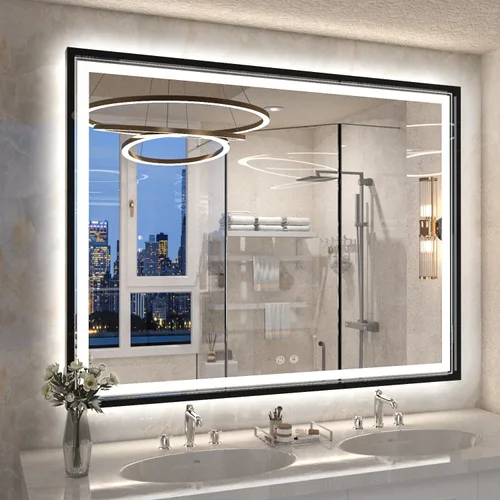 Miniatura 9 de Espejo de baño LED redondo de 28 pulgadas, retroiluminación de luz diurna de 6000 K, antivaho y regulable, espejo impermeable sin marco con control