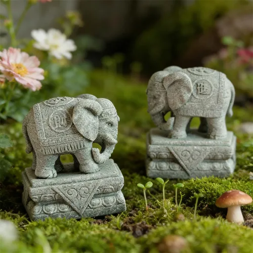 Miniatura 2 de Un par de estatua de elefante, figura de acuario para perros foo, escultura FengShui para decoraciones de peceras pequeñas de 10 galones o pequeñas