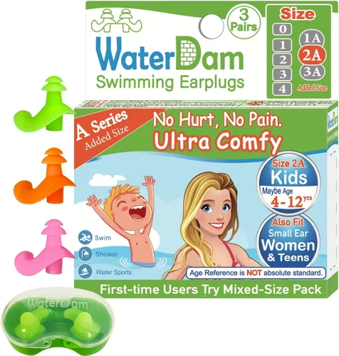 Miniatura 26 de WaterDam A-Series - Tapones de natación para los oídos, ultra cómodos, grandes, impermeables