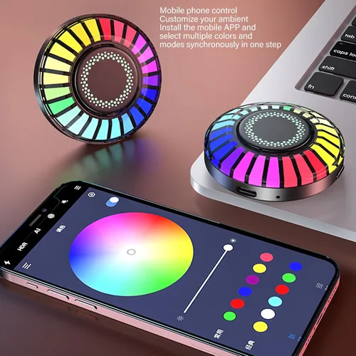 Miniatura 3 de Luces interiores para automóvil, 2 lámparas magnéticas de ritmo RGB, 32 bits que cambian de color, control de aplicación, luz de ritmo LED de música