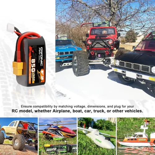 Miniatura 5 de OVONIC 130C 4S 850mah Lipo Batería 14.8V Pack con XT60 Plug para FPV Racing