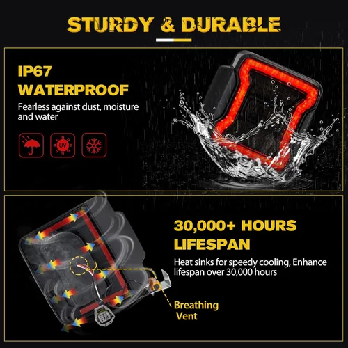 Miniatura 3 de FIERYRED Luces traseras LED JK compatibles con Jeep Wrangler JK 2007-2017, luces traseras ahumadas para señal de giro, correr/freno y marcha atrás