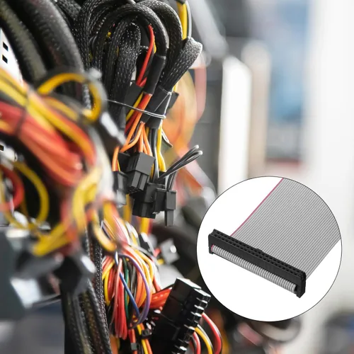 Miniatura 3 de uxcell Longitud plana del conector FC/FC del cable de cinta del alambre de IDC 18 pernos 8.3 ft m de la echada el 3.3 ft gris