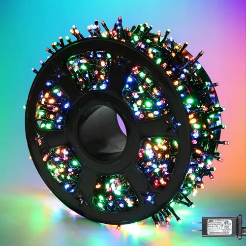Miniatura 10 de Quntis Luces de Navidad en cadena de racimo de 1000 LED de 82 pies – 8 modos de luces de árbol de Navidad – Luces de Navidad impermeables